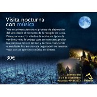 Visitas nocturnas con msica en vivo al viedo de Bodega Pirineos durante la Vendimia 2016